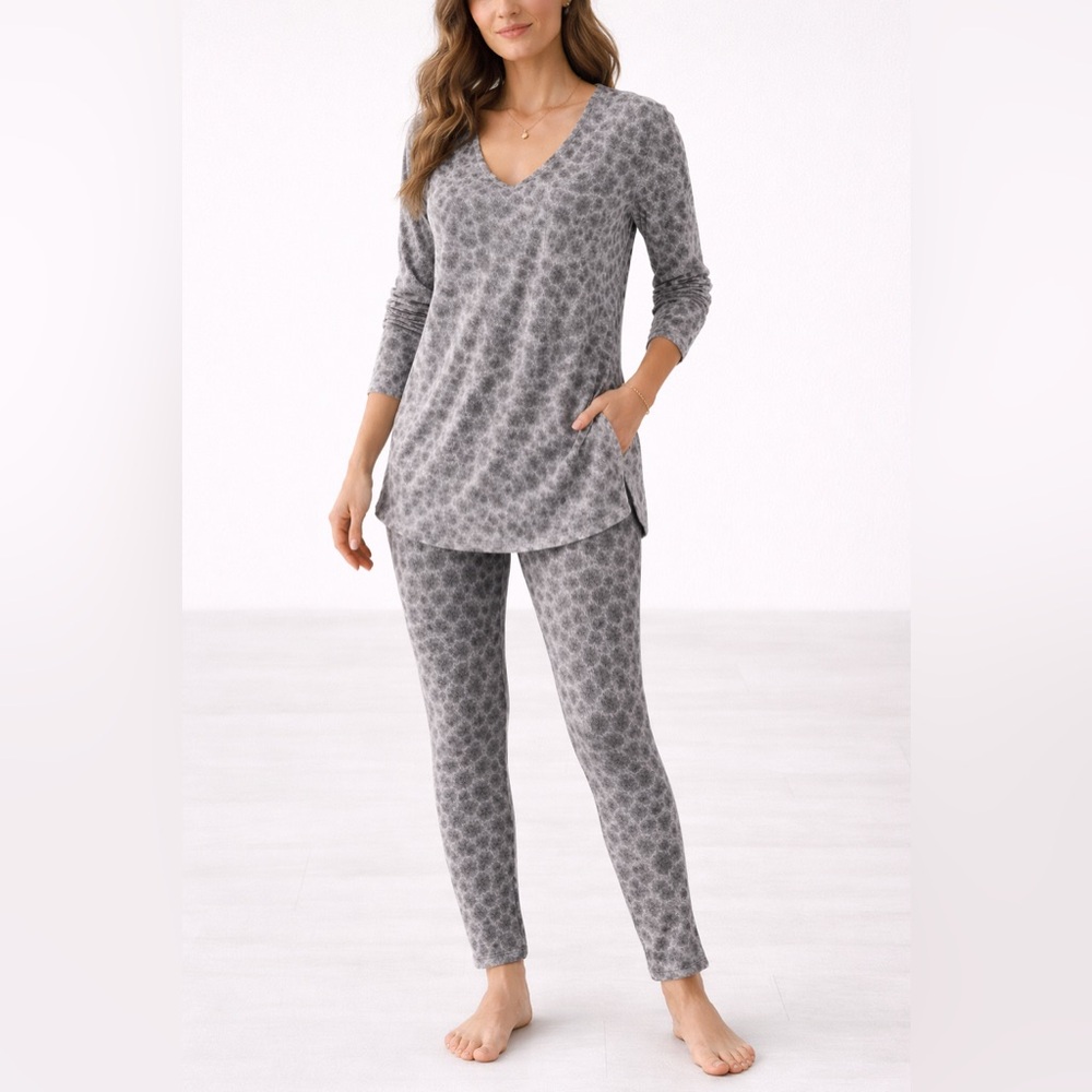 Soma Gray Patterned Pajama Set - image 1